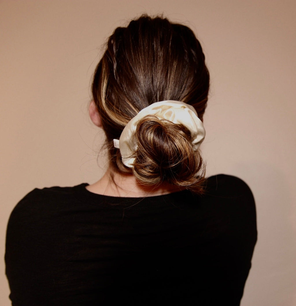 French Vanilla Satin Scrunchie, Gentle Hair Tie
