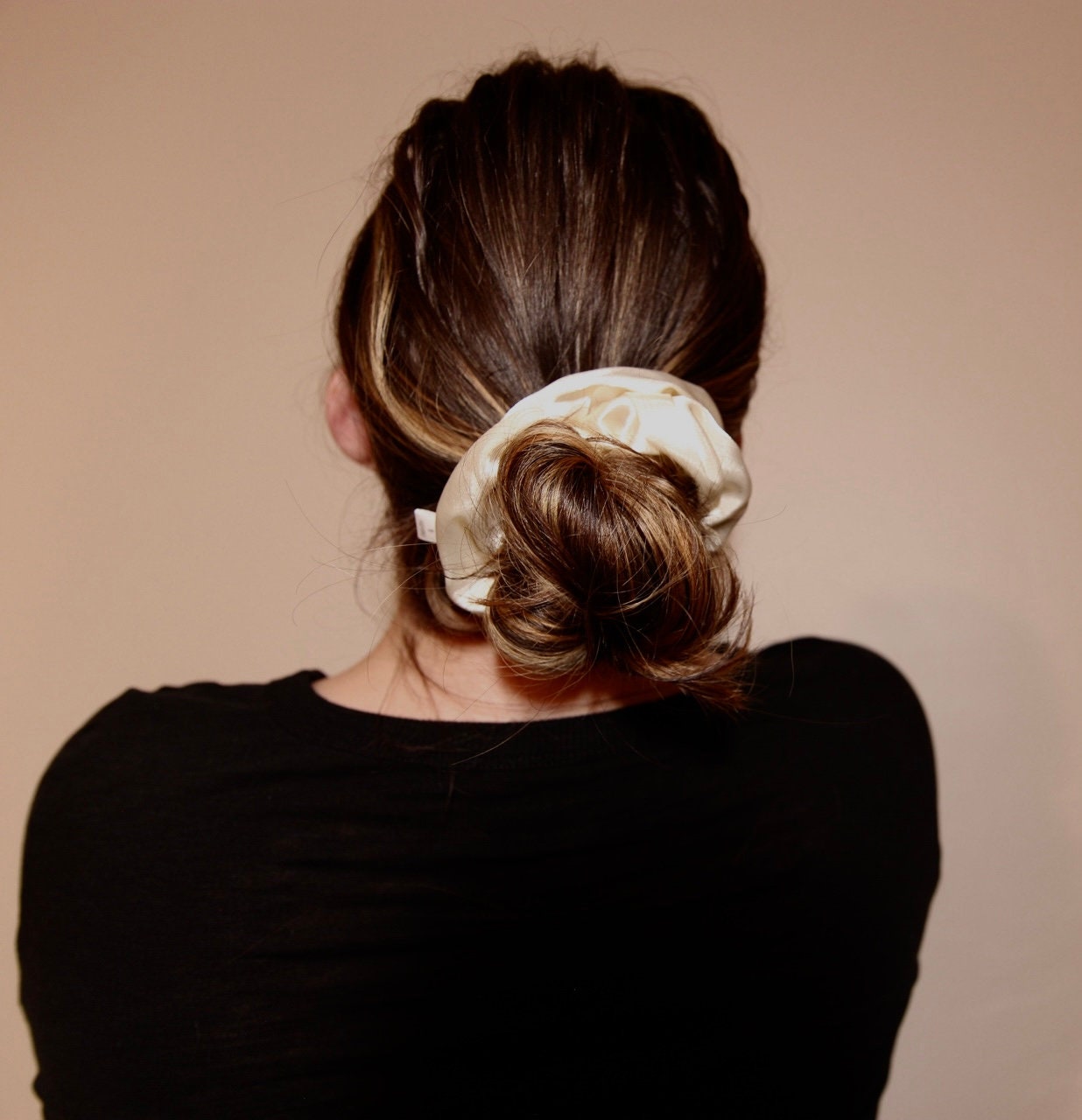 French Vanilla Satin Scrunchie, Gentle Hair Tie