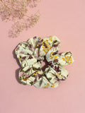 Lavender Floral Chiffon Scrunchie | Satin Hair Tie