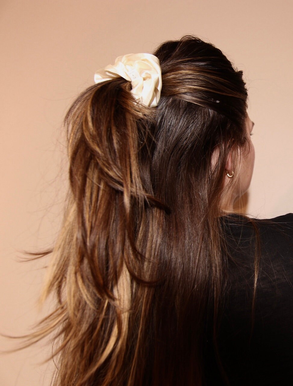 French Vanilla Satin Scrunchie, Gentle Hair Tie