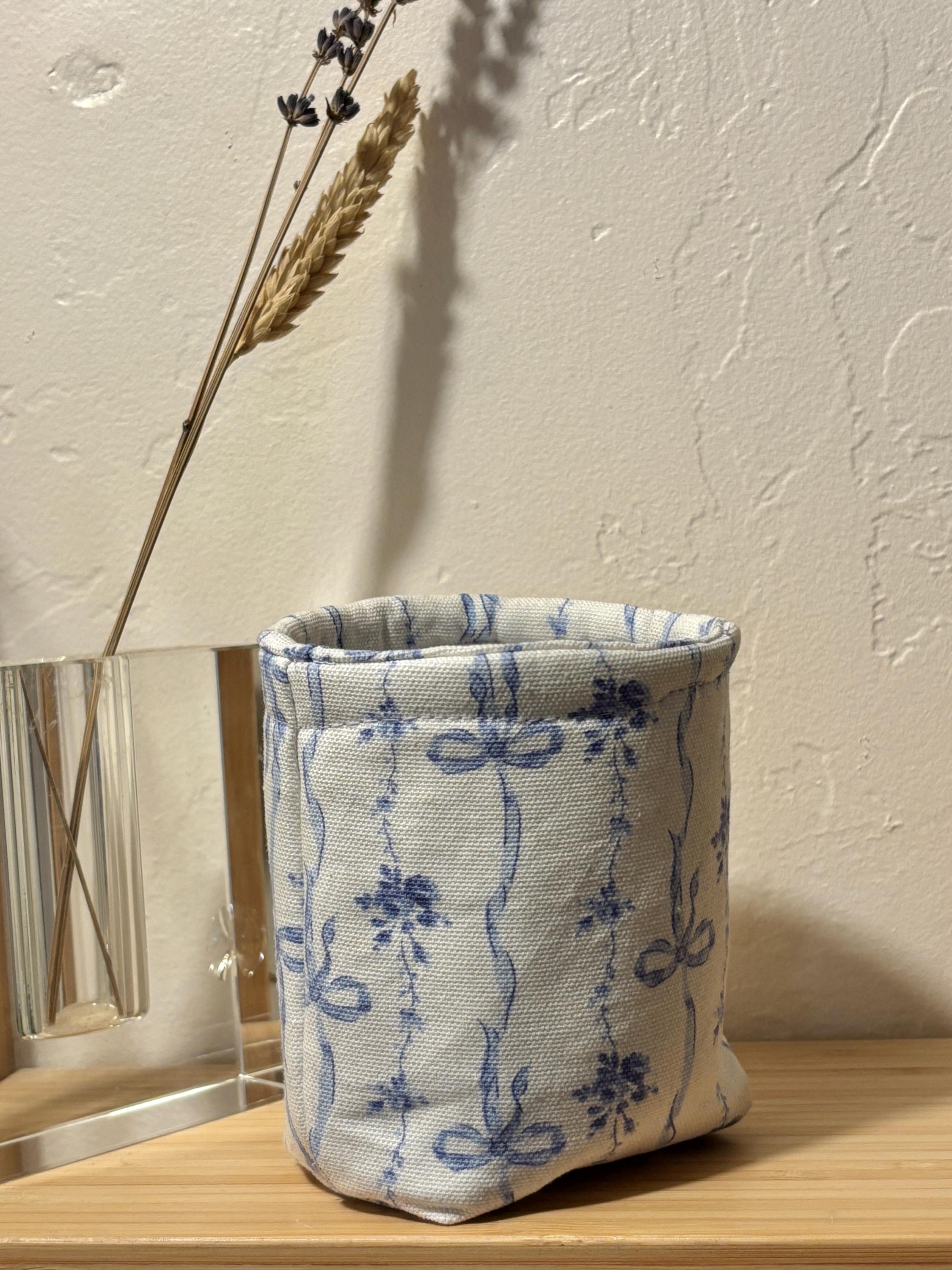 Blue Bow | Handmade Reusable Coffee Cozy for 16 oz To Go Cups & Mason Jars