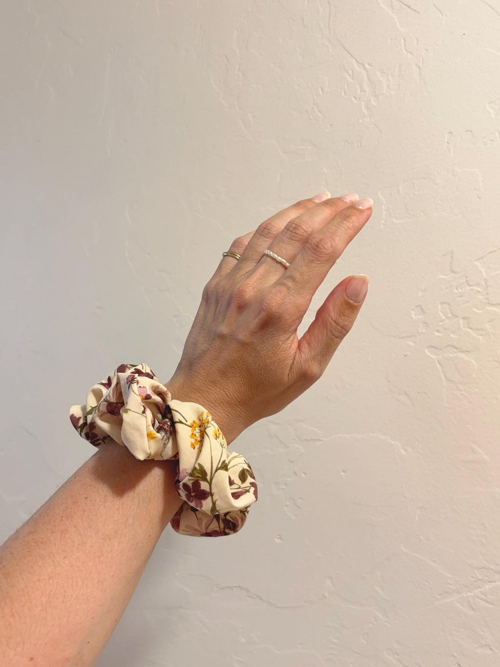 Lavender Floral Chiffon Scrunchie | Satin Hair Tie