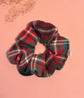 Evergreen Tartan Plaid Scrunchie - Winter Flannel Hair Tie