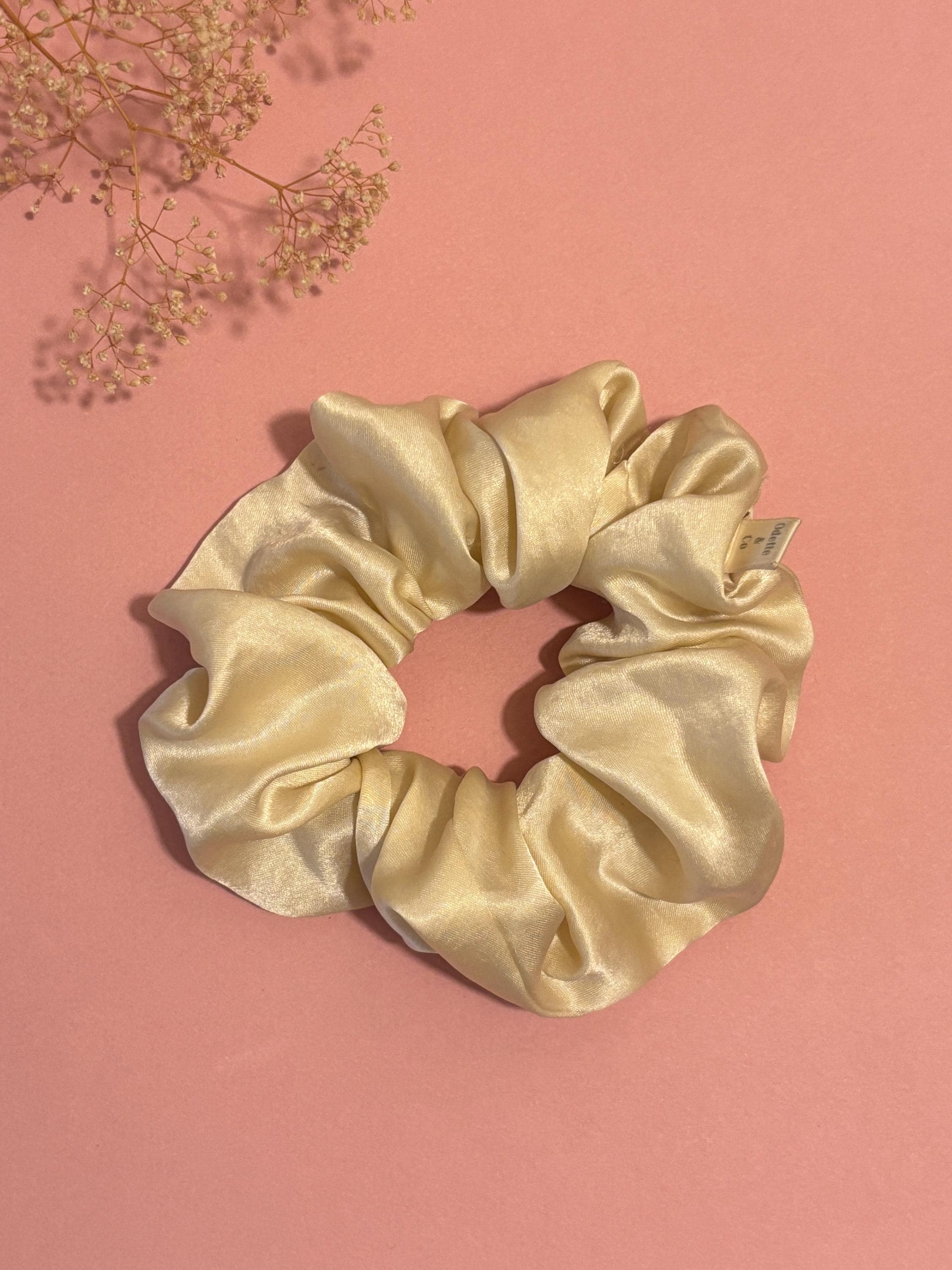 French Vanilla Satin Scrunchie, Gentle Hair Tie