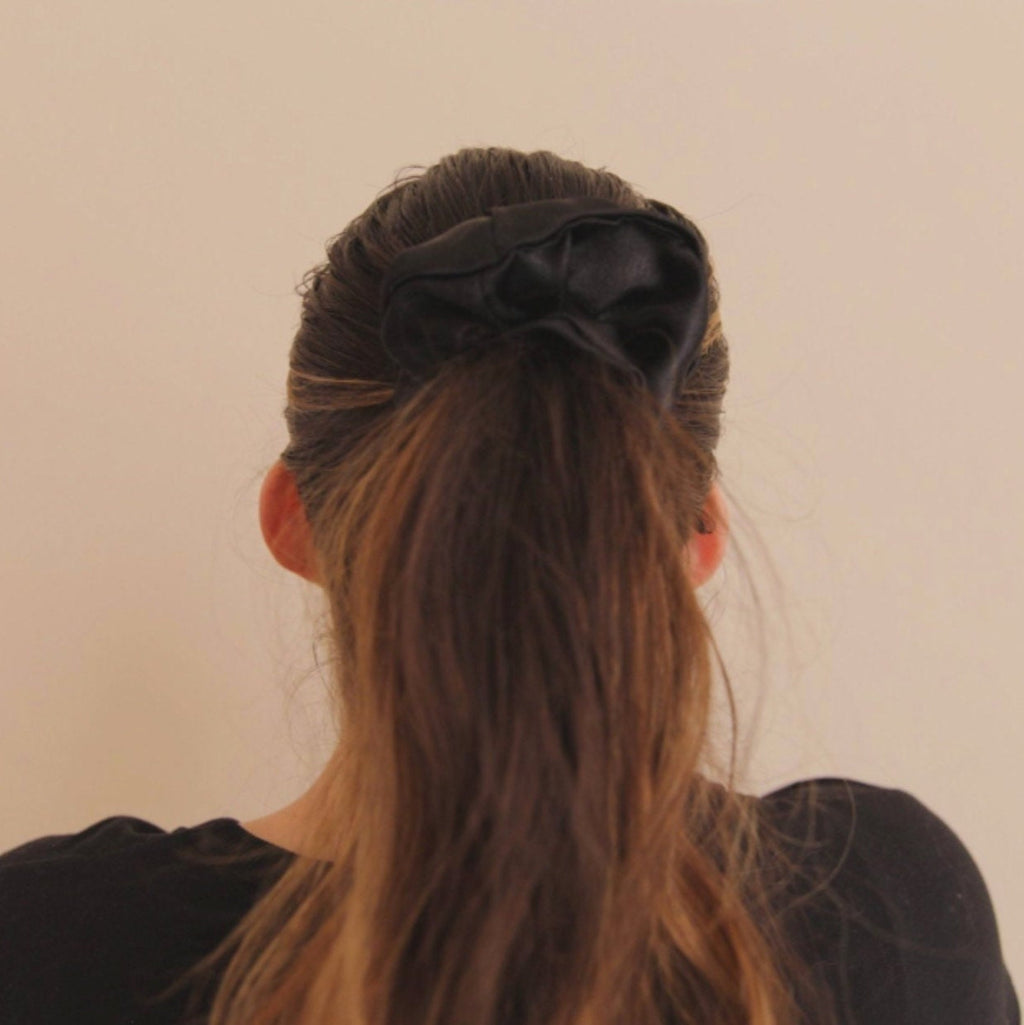 Black Satin Scrunchie | Silky Hair Tie