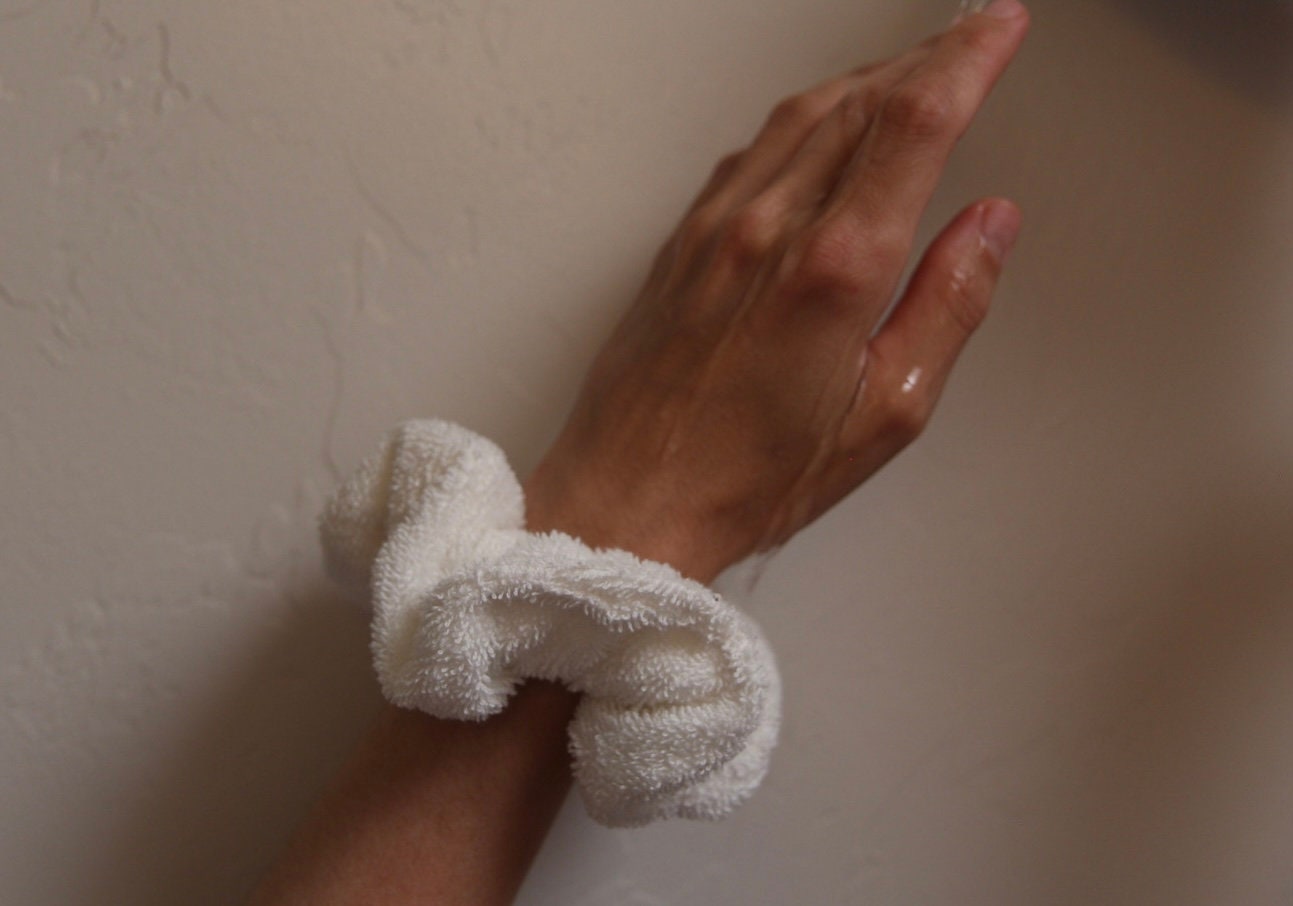 Cotton Terry Cloth Hair Scrunchies - Absorbent Hair Ties